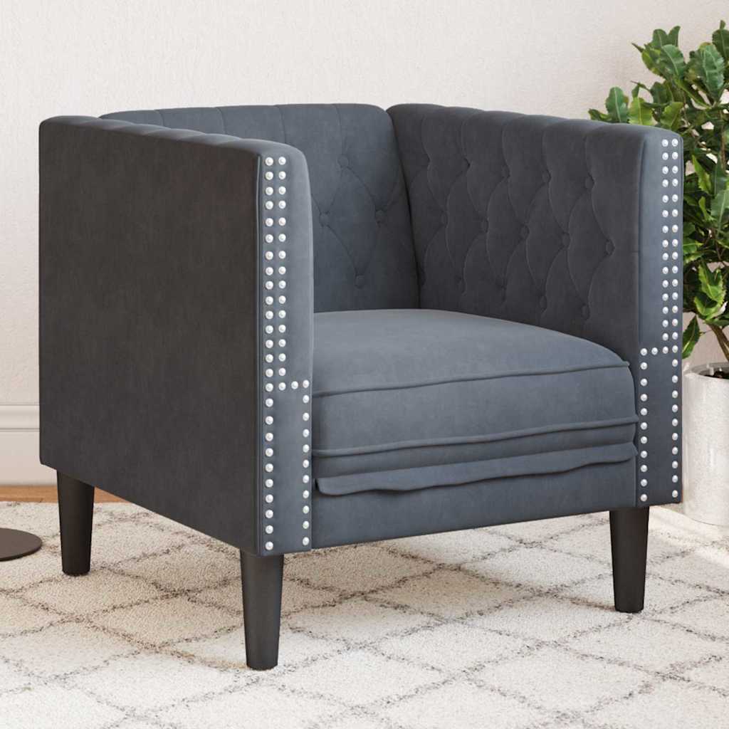 vidaXL Chesterfield Sofa Chair Dark grey 71 x 74.5 x 70.5 cm Velvet