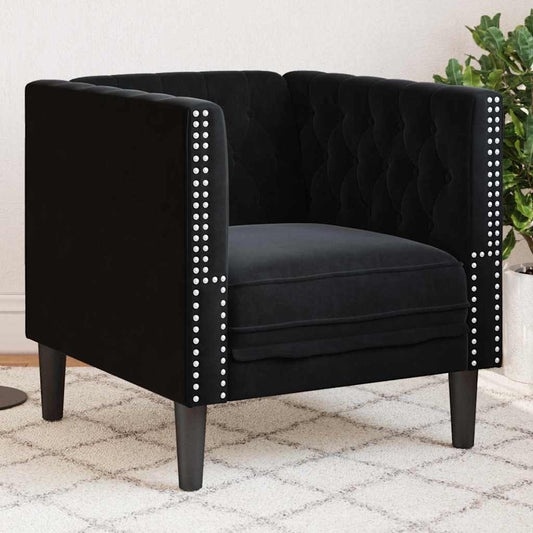 vidaXL Chesterfield Sofa Chair Other Black 71 x 74.5 x 70.5 cm Velvet