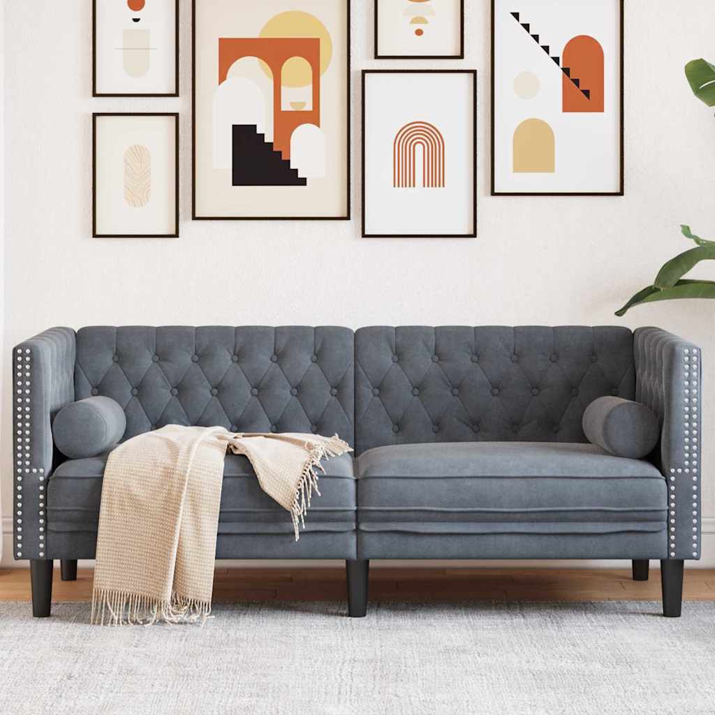 vidaXL Sofa Dark Grey 174 x 74.5 x 70.5 cm Velvet