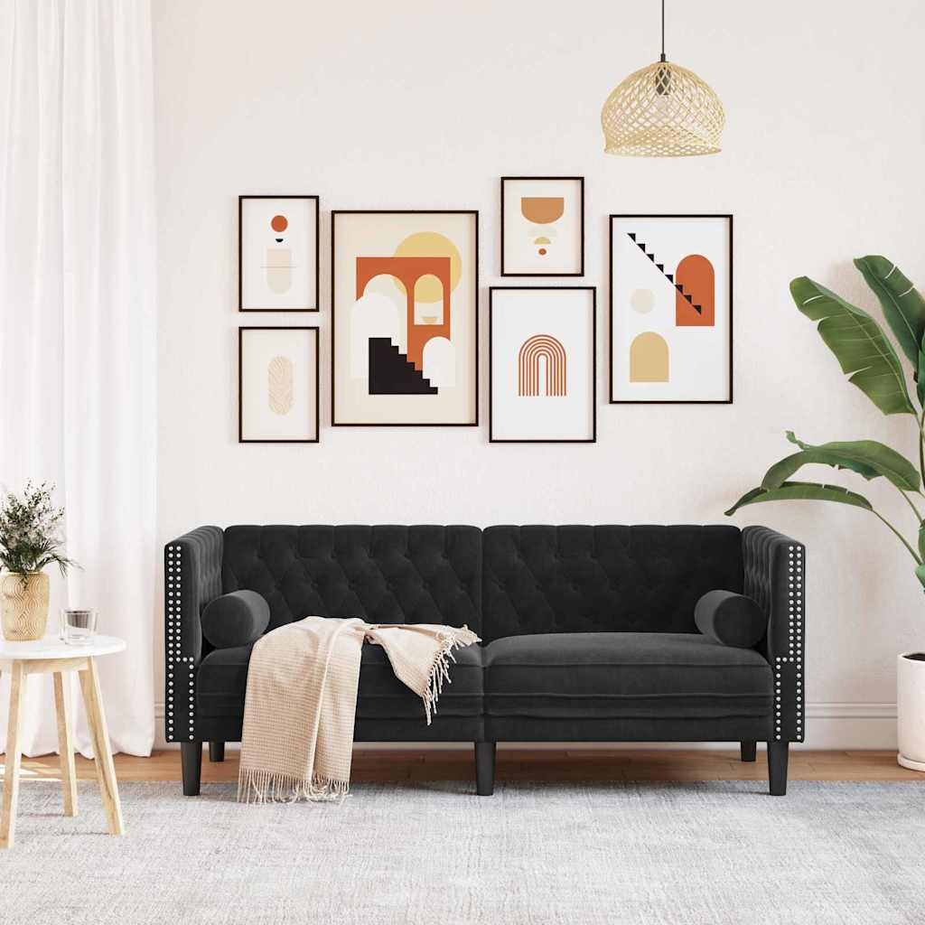 vidaXL Sofa Black 174 x 74.5 x 70.5 cm Velvet
