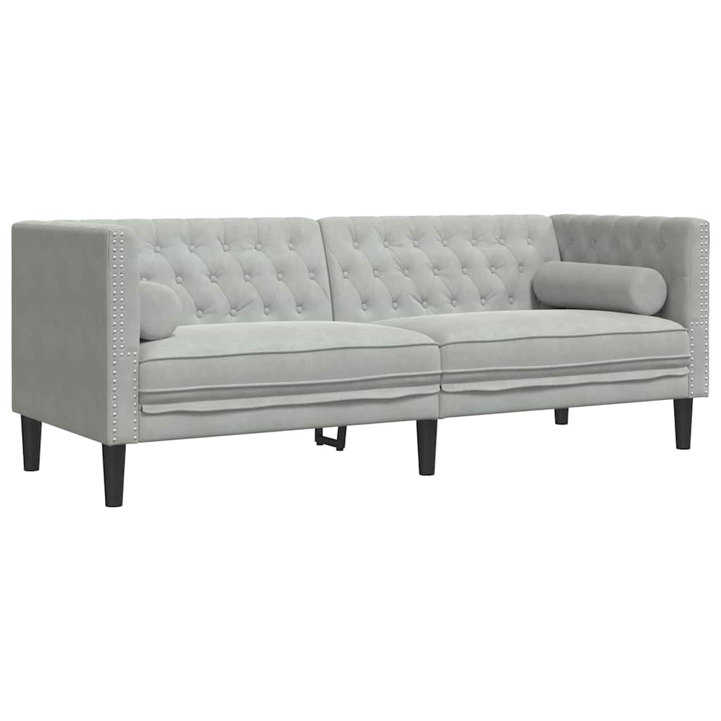 vidaXL Chesterfield Sofa Other Light grey 194 x 74.5 x 70.5 cm Velvet