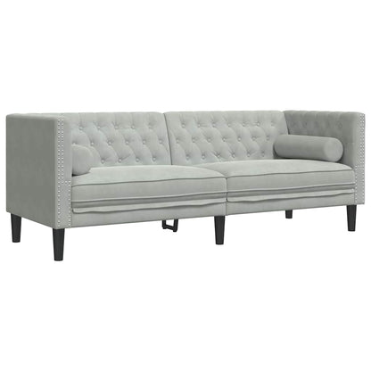 vidaXL Chesterfield Sofa Other Light grey 194 x 74.5 x 70.5 cm Velvet