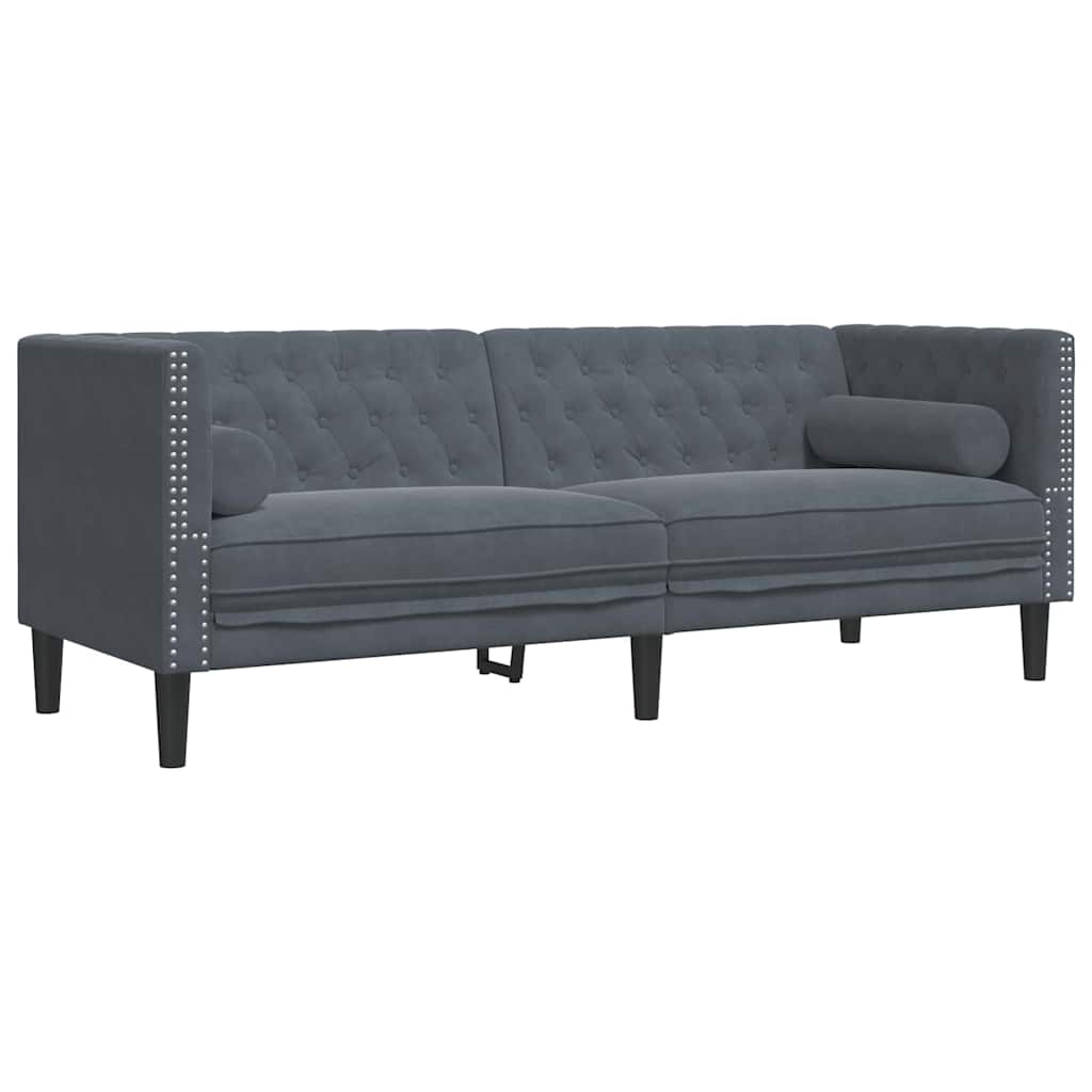 vidaXL Chesterfield Sofa Other Dark grey 194 x 74.5 x 70.5 cm Velvet