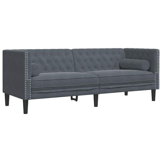 vidaXL Chesterfield Sofa Other Dark grey 194 x 74.5 x 70.5 cm Velvet