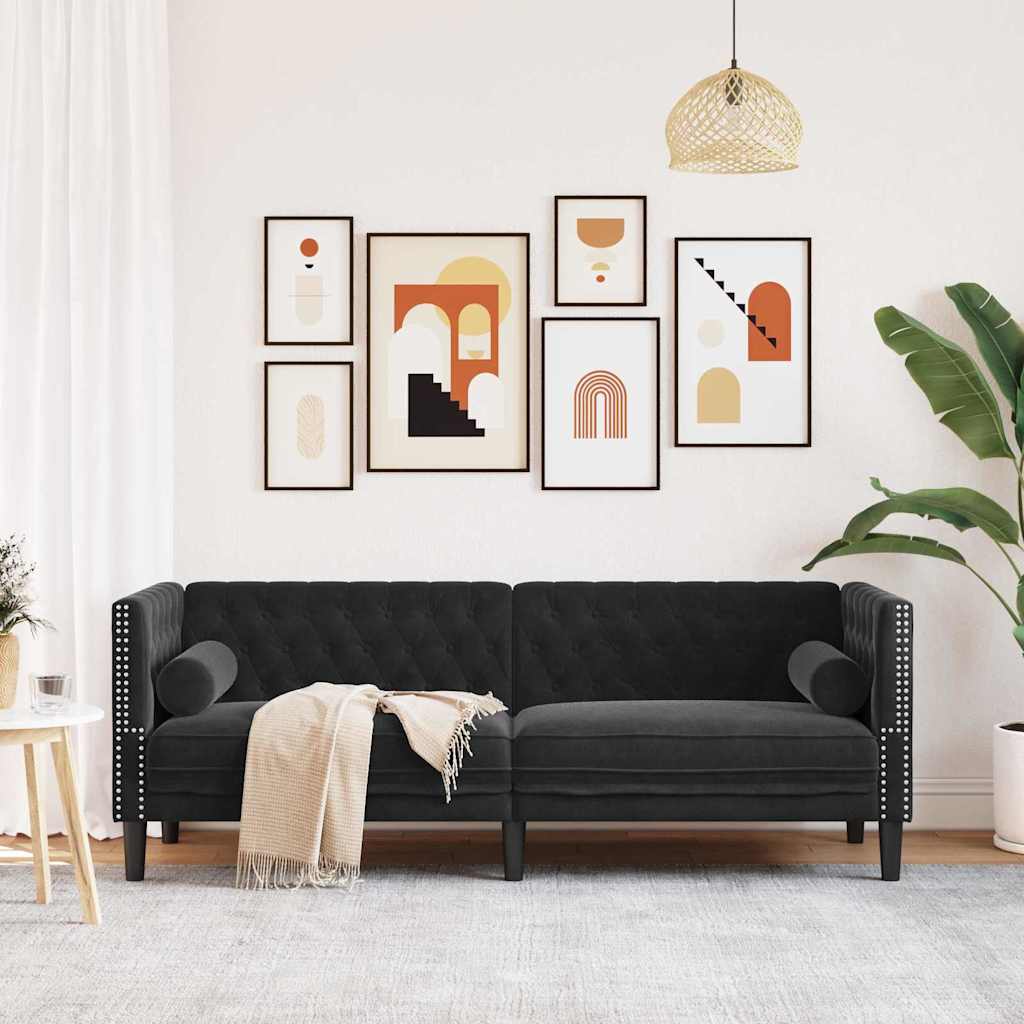 vidaXL Sofa Black 194 x 74.5 x 70.5 cm Velvet