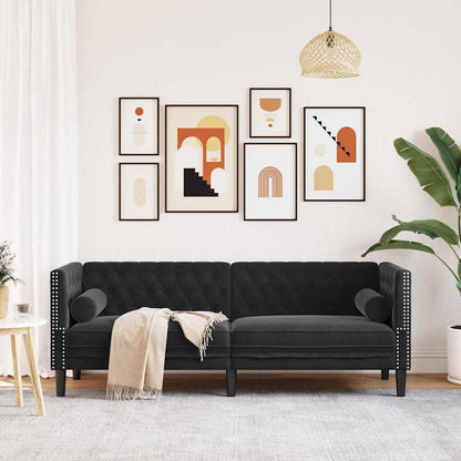 vidaXL Sofa Black 194 x 74.5 x 70.5 cm Velvet