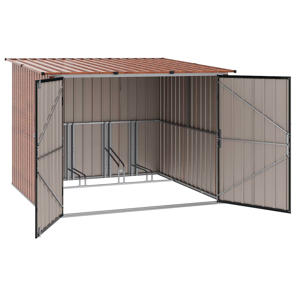 vidaXL Bike Shed 3 pcs Brown 216 x 207 x 158 cm Metal
