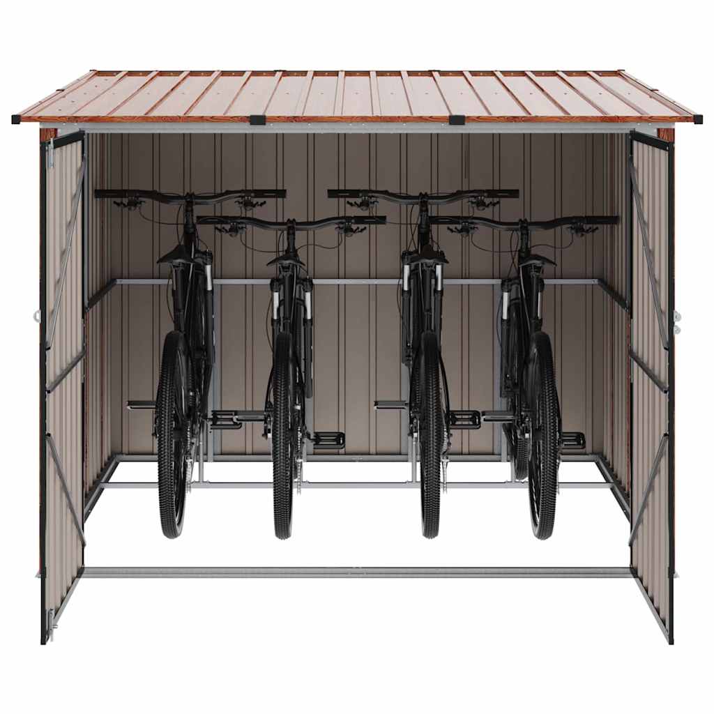 vidaXL Bike Shed 3 pcs Brown 216 x 207 x 158 cm Metal