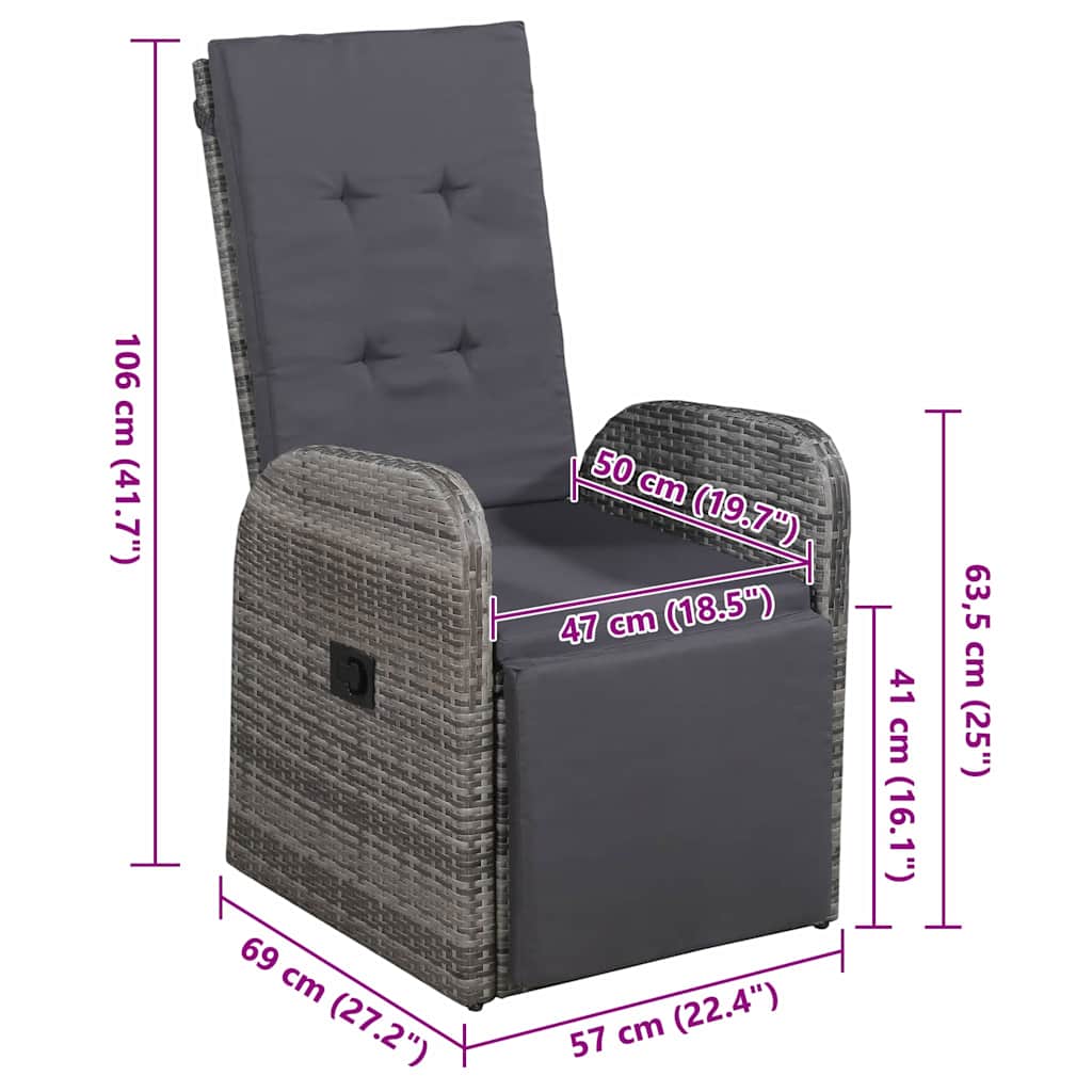 vidaXL Garden Dining Set 5 pcs Grey Poly Rattan