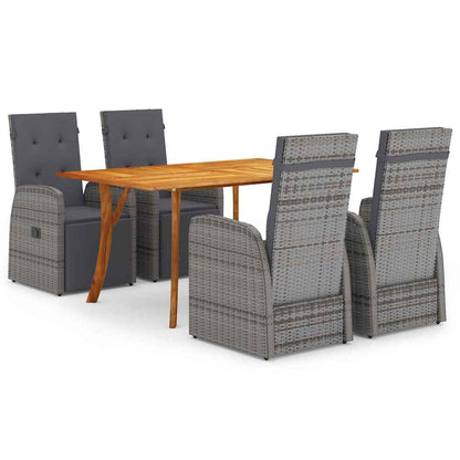vidaXL Garden Dining Set 5 pcs Grey Poly Rattan