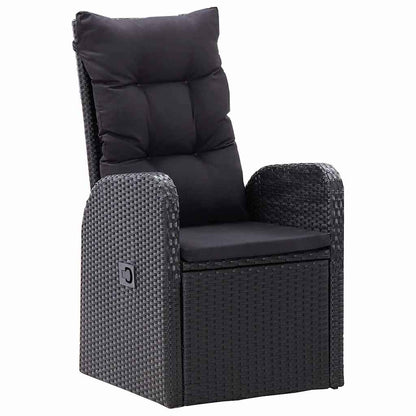 vidaXL Garden Dining Set 5 pcs Black Poly Rattan