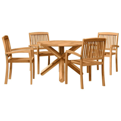 vidaXL Garden Dining Set 5 pcs Natural Solid Acacia Wood