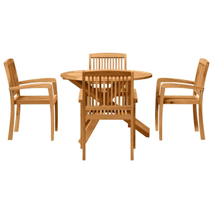 vidaXL Garden Dining Set 5 pcs Natural Solid Acacia Wood
