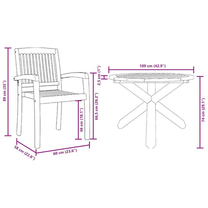 vidaXL Garden Dining Set 5 pcs Natural Solid Acacia Wood