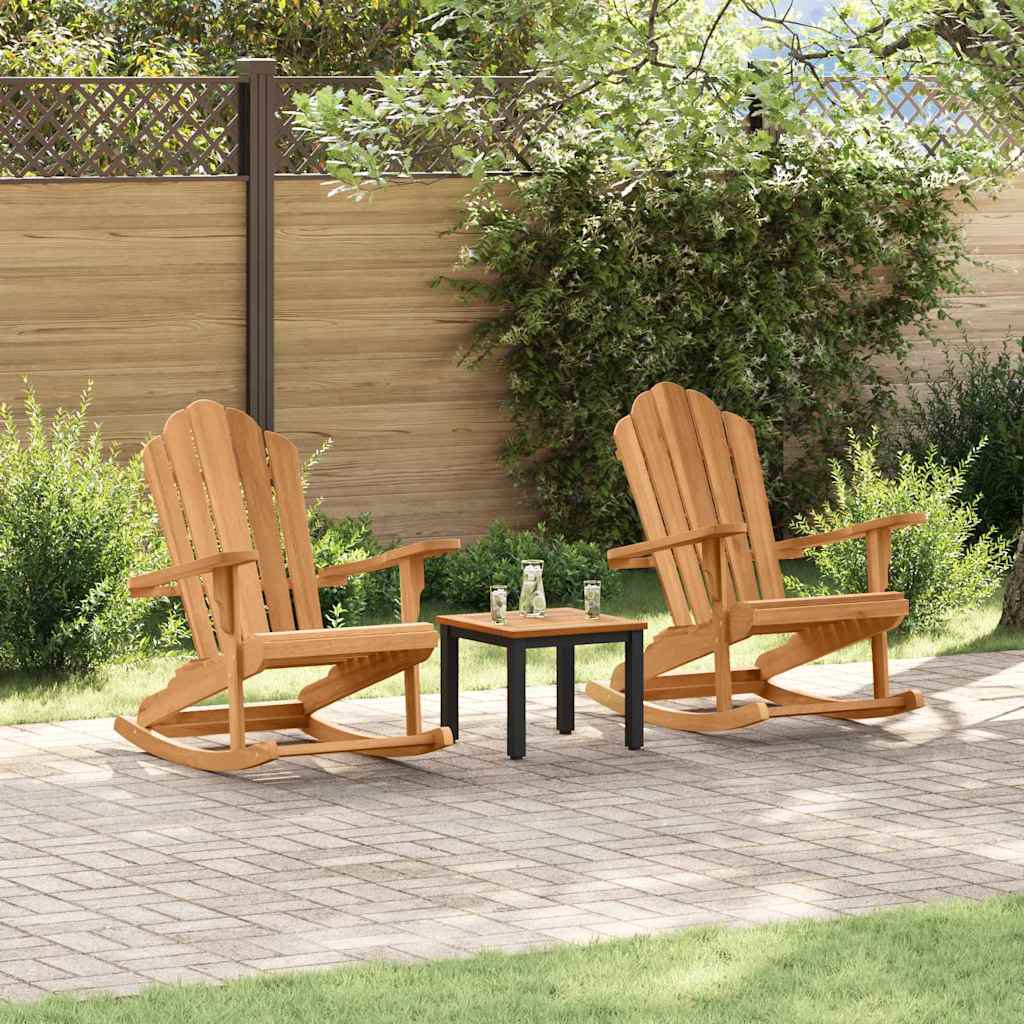 vidaXL Adirondack Rocking Chair 2 pcs Brown Solid Teak wood