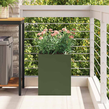 vidaXL Garden Planter Olive Green 32 x 32 x 40 cm Cold-rolled Steel