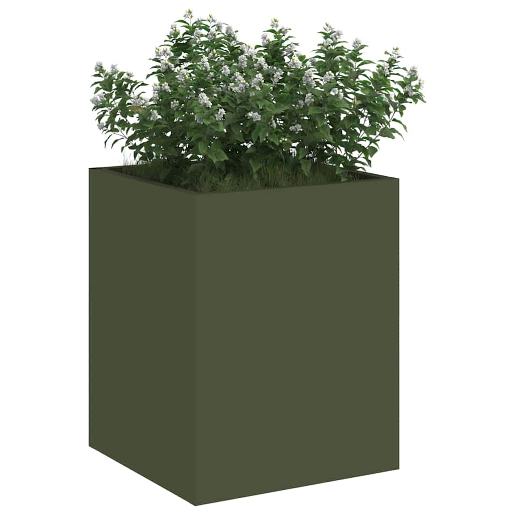 vidaXL Garden Planter Olive Green 32 x 32 x 40 cm Cold-rolled Steel