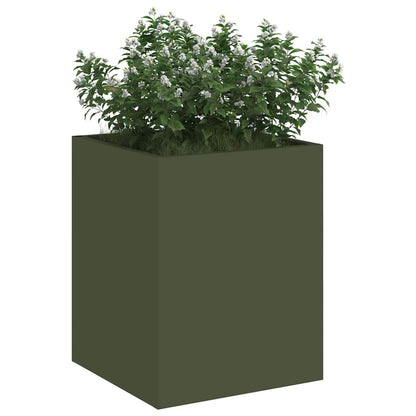 vidaXL Garden Planter Olive Green 32 x 32 x 40 cm Cold-rolled Steel