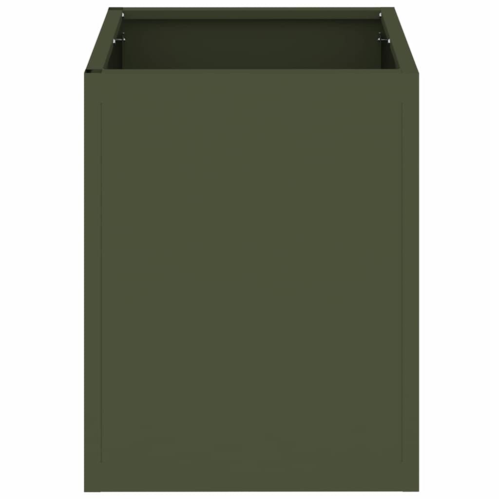 vidaXL Garden Planter Olive Green 32 x 32 x 40 cm Cold-rolled Steel