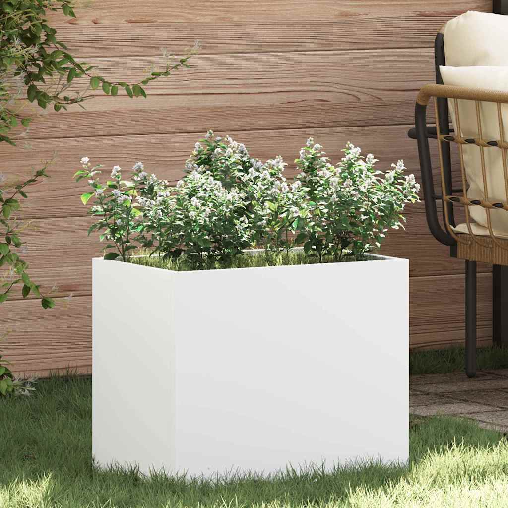 vidaXL Garden Planter White 50 x 32 x 40 cm Cold-rolled steel
