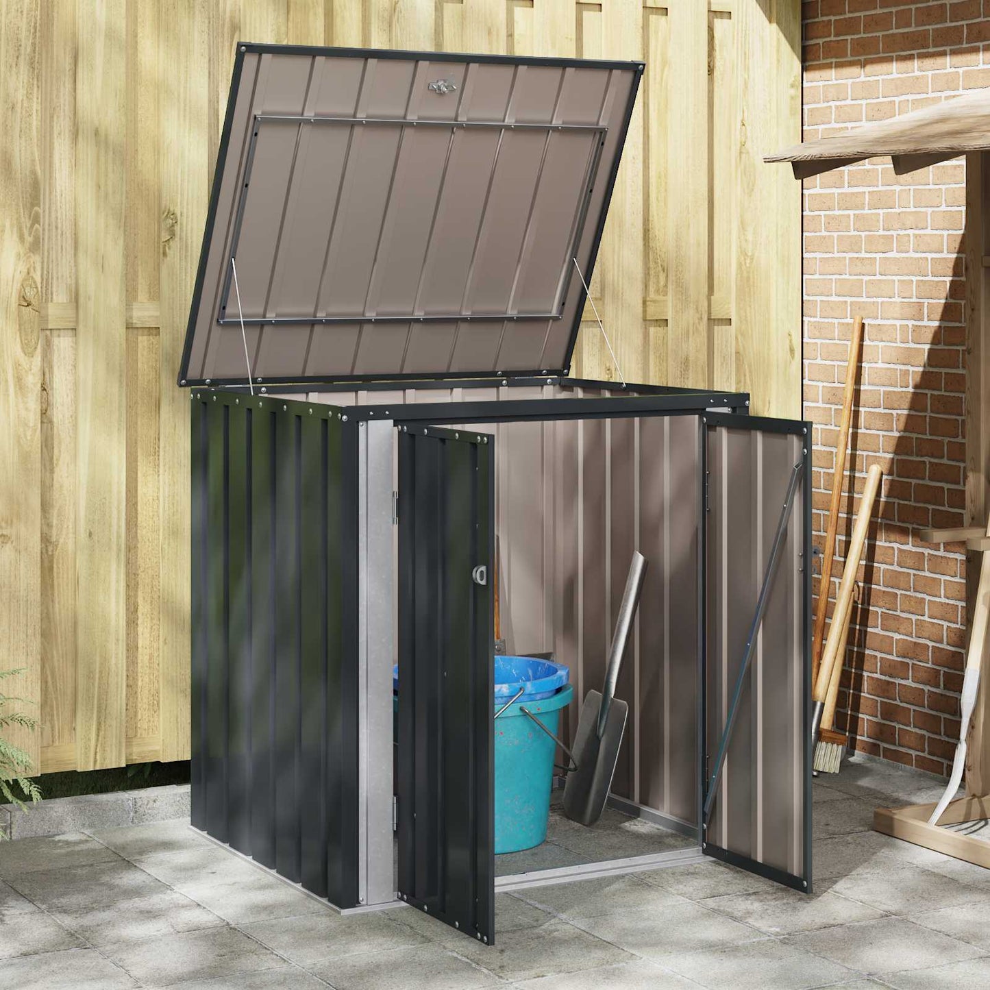 vidaXL Garden Storage Box Black 101.5 x 82 x 100 cm Steel