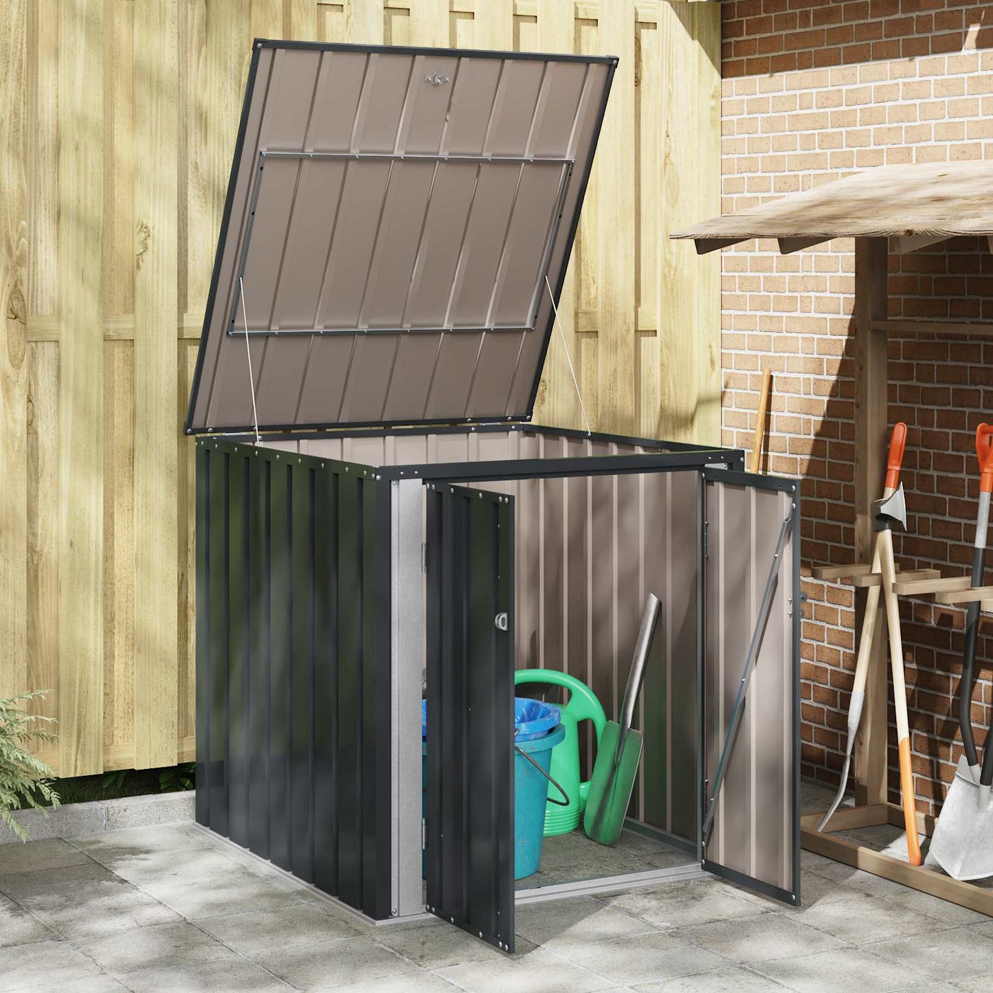 vidaXL Garden Storage Box Black 101.5 x 107 x 100 cm Steel