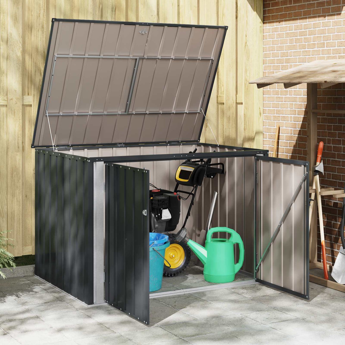 vidaXL Garden Storage Box Black 151.5 x 107 x 100 cm Steel