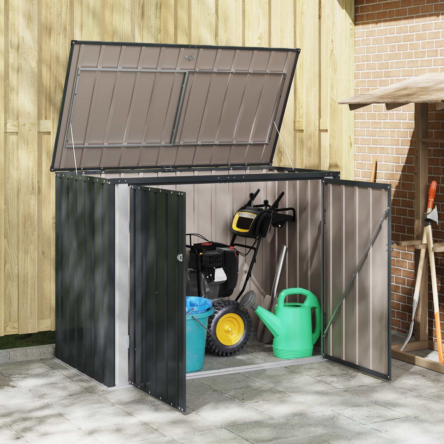 vidaXL Garden Storage Box Black 151.5 x 82 x 110.5 cm Steel