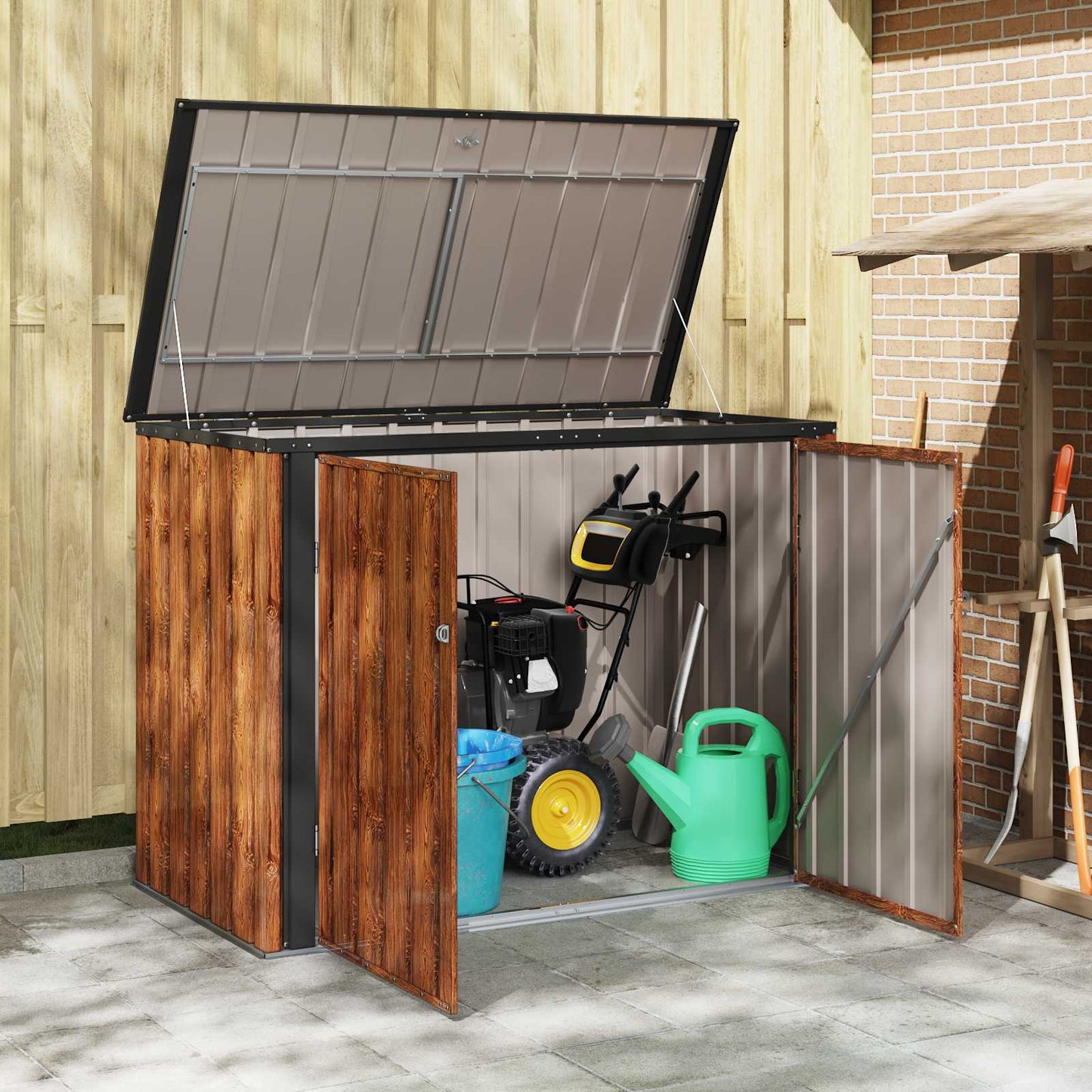 vidaXL Garden Storage Box Brown 151.5 x 82 x 110.5 cm Steel