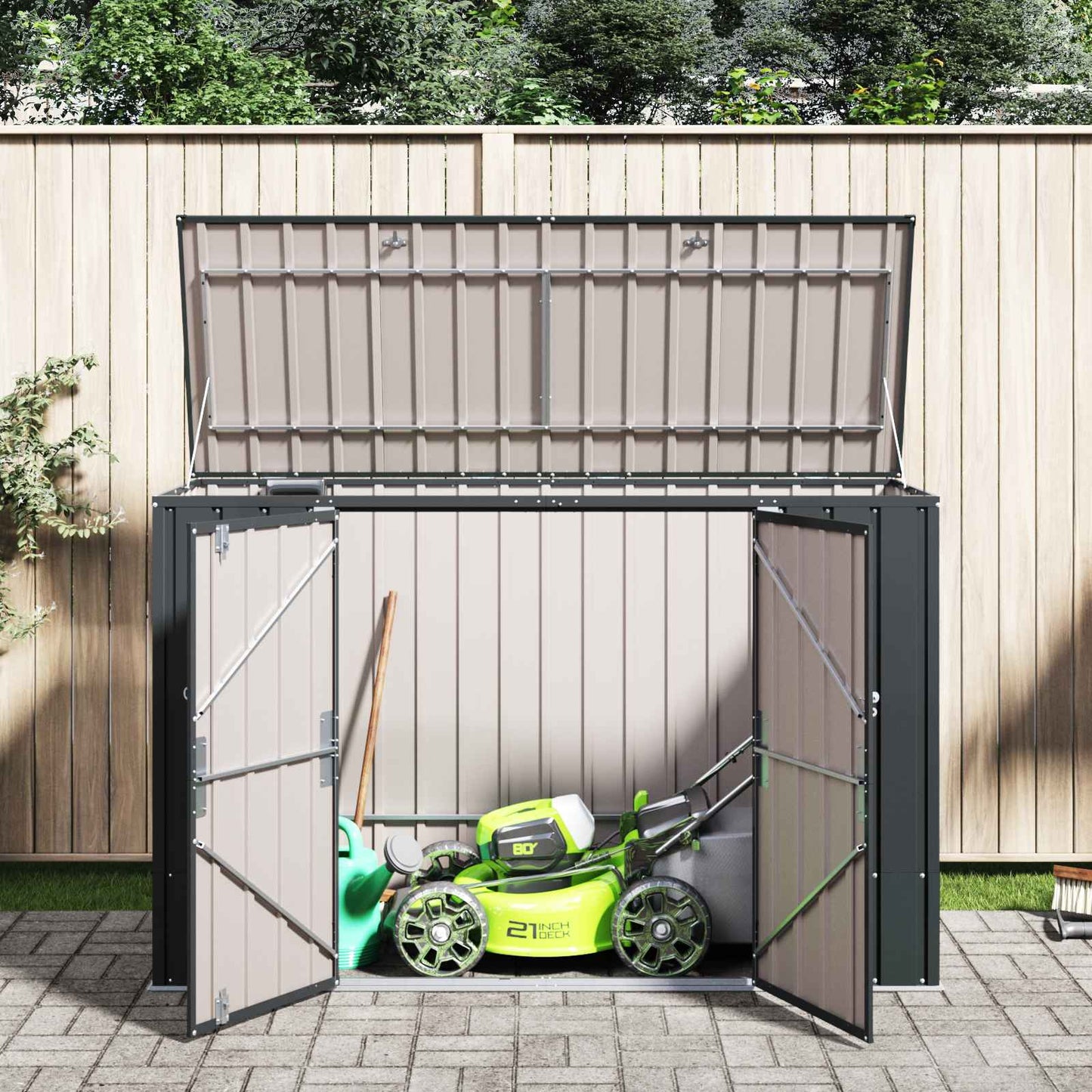 vidaXL Garden Storage Box Black 214 x 82 x 132 cm Steel