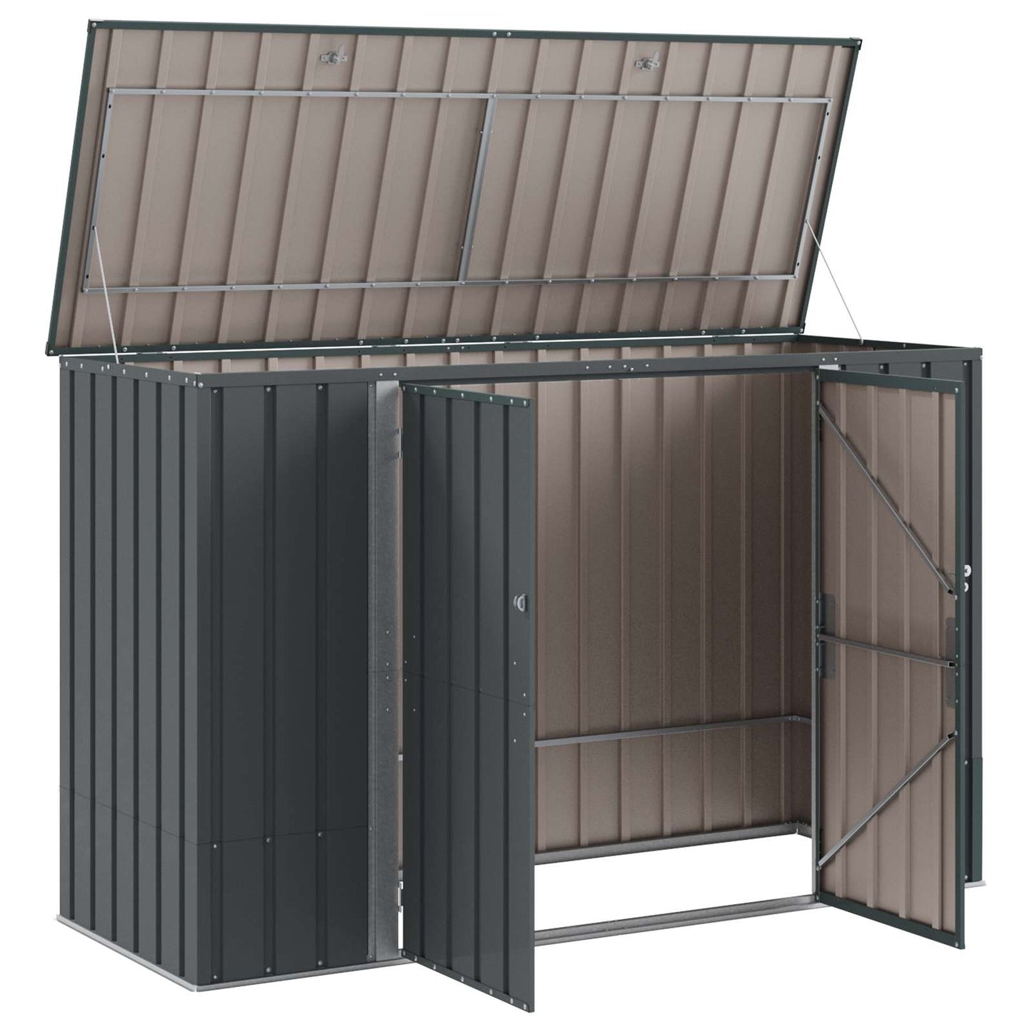 vidaXL Garden Storage Box Black 214 x 82 x 132 cm Steel