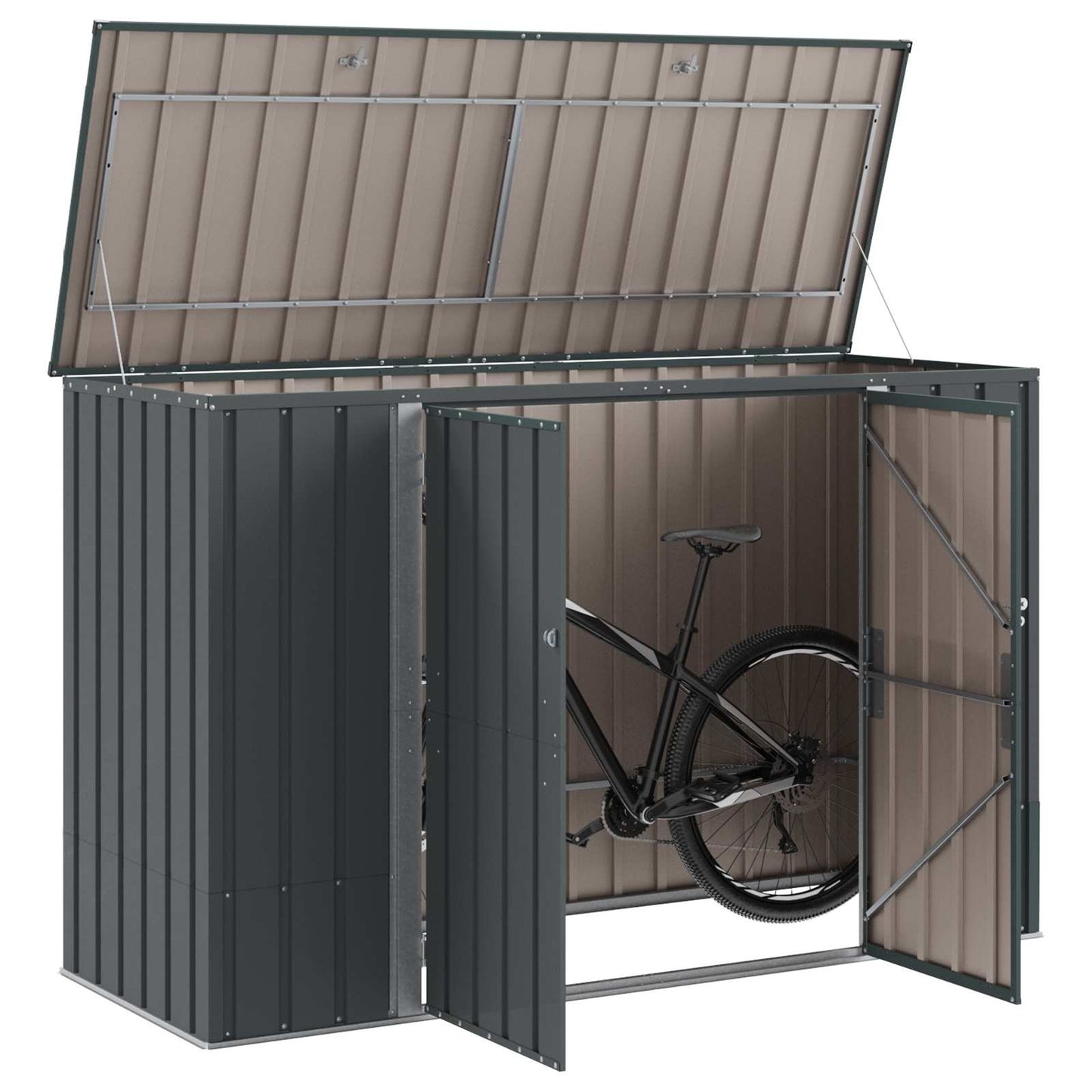 vidaXL Garden Storage Box Black 214 x 82 x 132 cm Steel