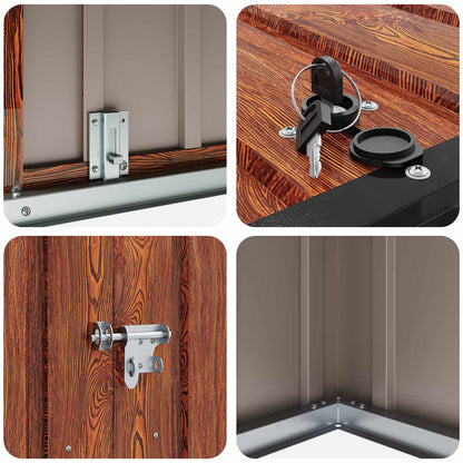 vidaXL Garden Storage Box Brown 214 x 82 x 132 cm Steel
