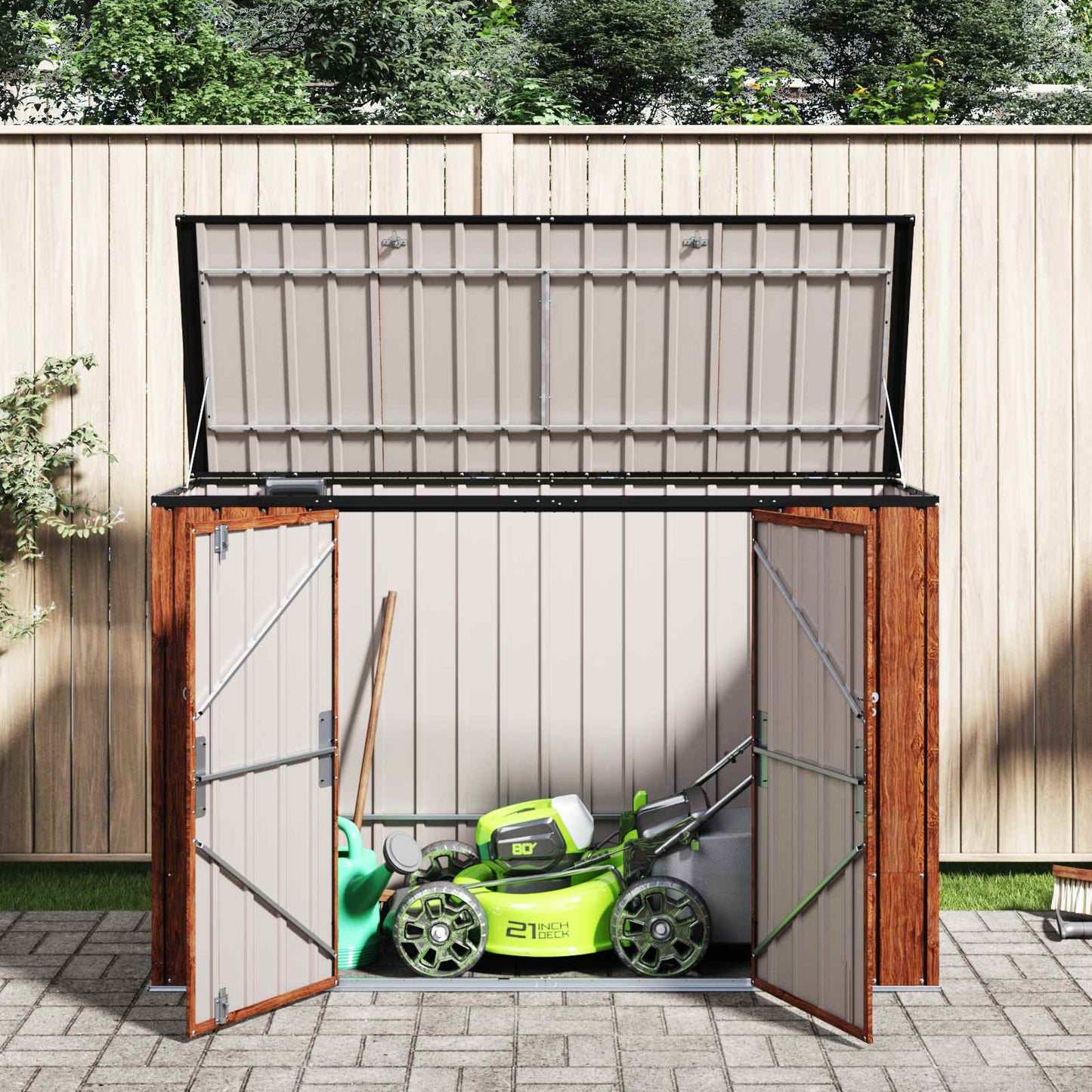 vidaXL Garden Storage Box Brown 214 x 82 x 132 cm Steel