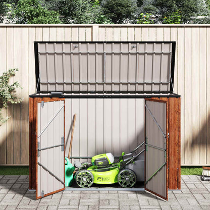 vidaXL Garden Storage Box Brown 214 x 82 x 132 cm Steel