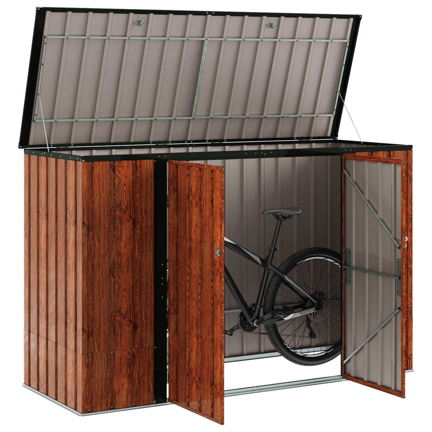 vidaXL Garden Storage Box Brown 214 x 82 x 132 cm Steel