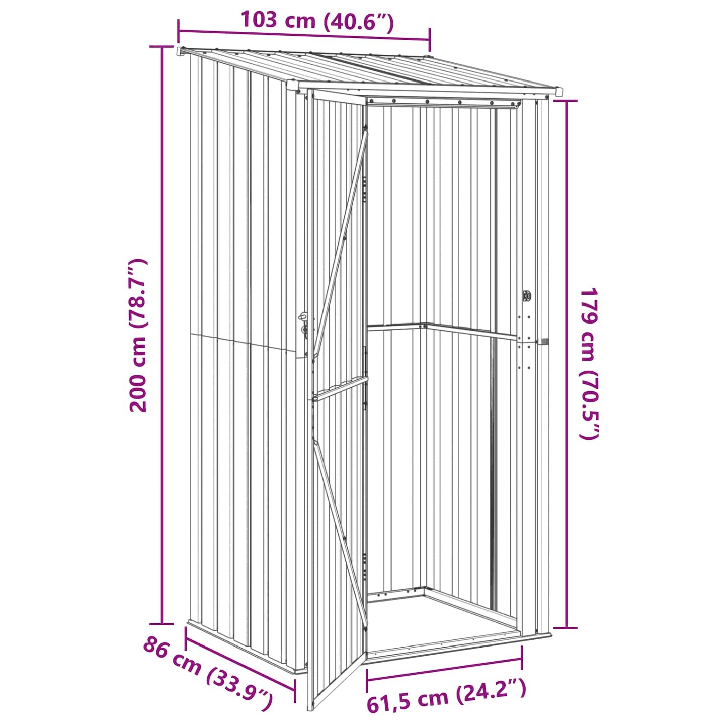 vidaXL Garden Sheds Anthracite 103 x 86 x 200 cm Metal