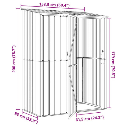 vidaXL Garden Sheds Brown 153.5 x 86 x 200 cm Metal