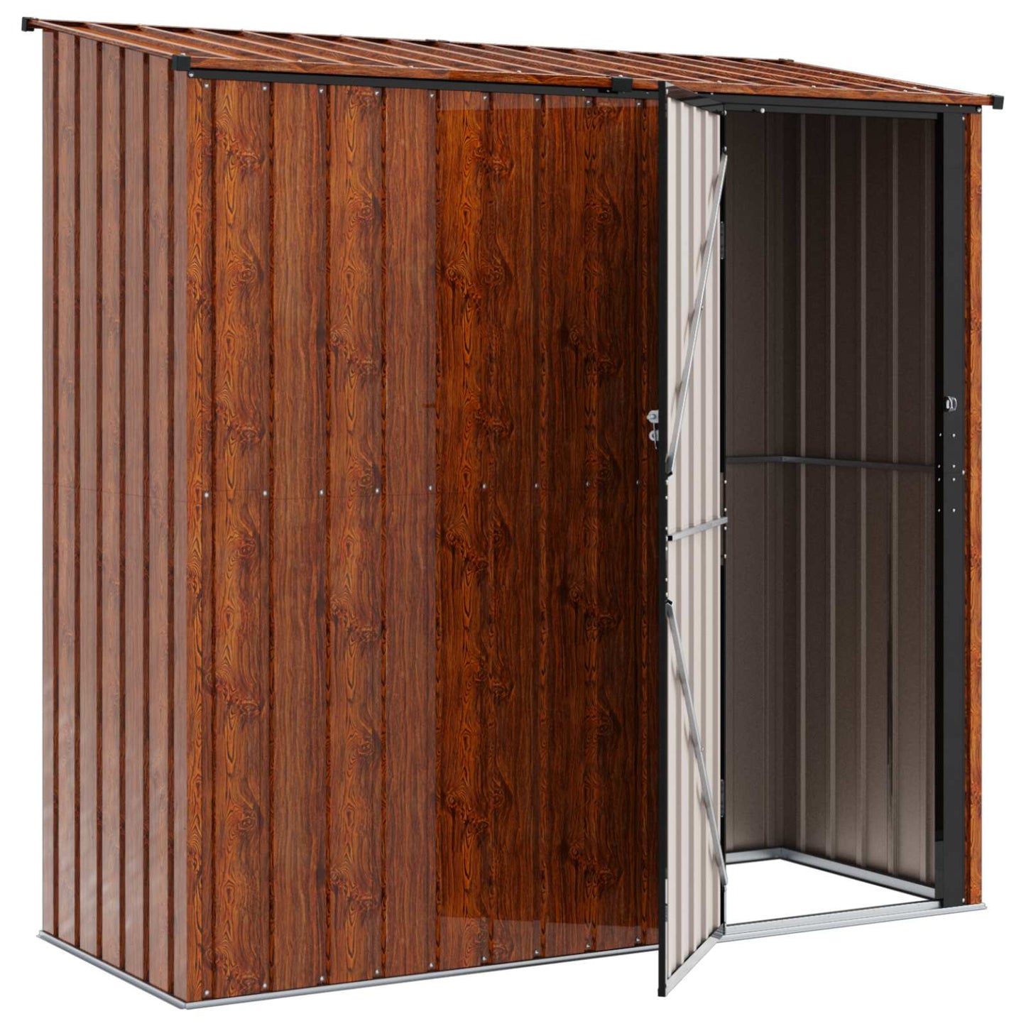 vidaXL Garden Sheds Brown 203 x 85.5 x 200 cm Metal