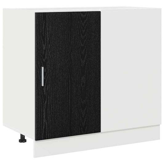 vidaXL Kitchen Corner Base Cabinet Black oak 86 x 46 x 81.5 cm