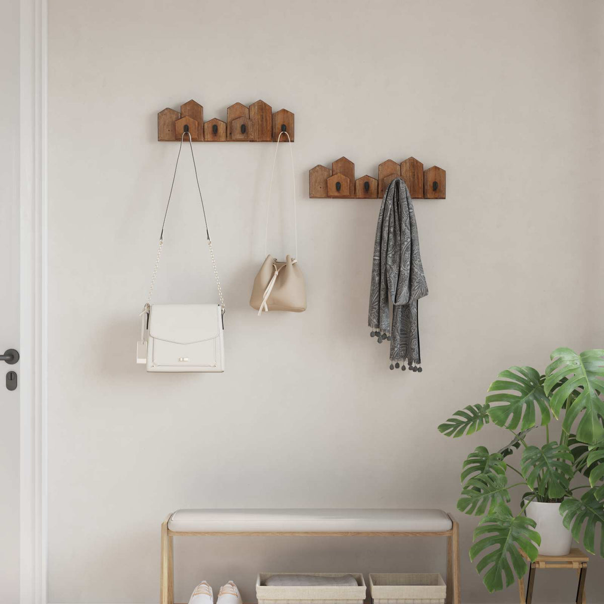 vidaXL Hanger Brown 48 x 8 x 15 cm Solid Mahogany Wood