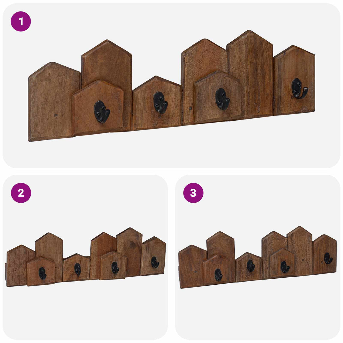 vidaXL Hanger Brown 48 x 8 x 15 cm Solid Mahogany Wood