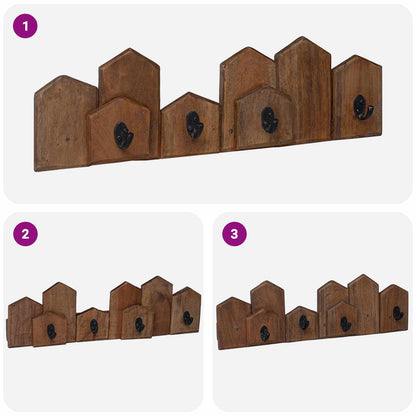 vidaXL Hanger Brown 48 x 8 x 15 cm Solid Mahogany Wood