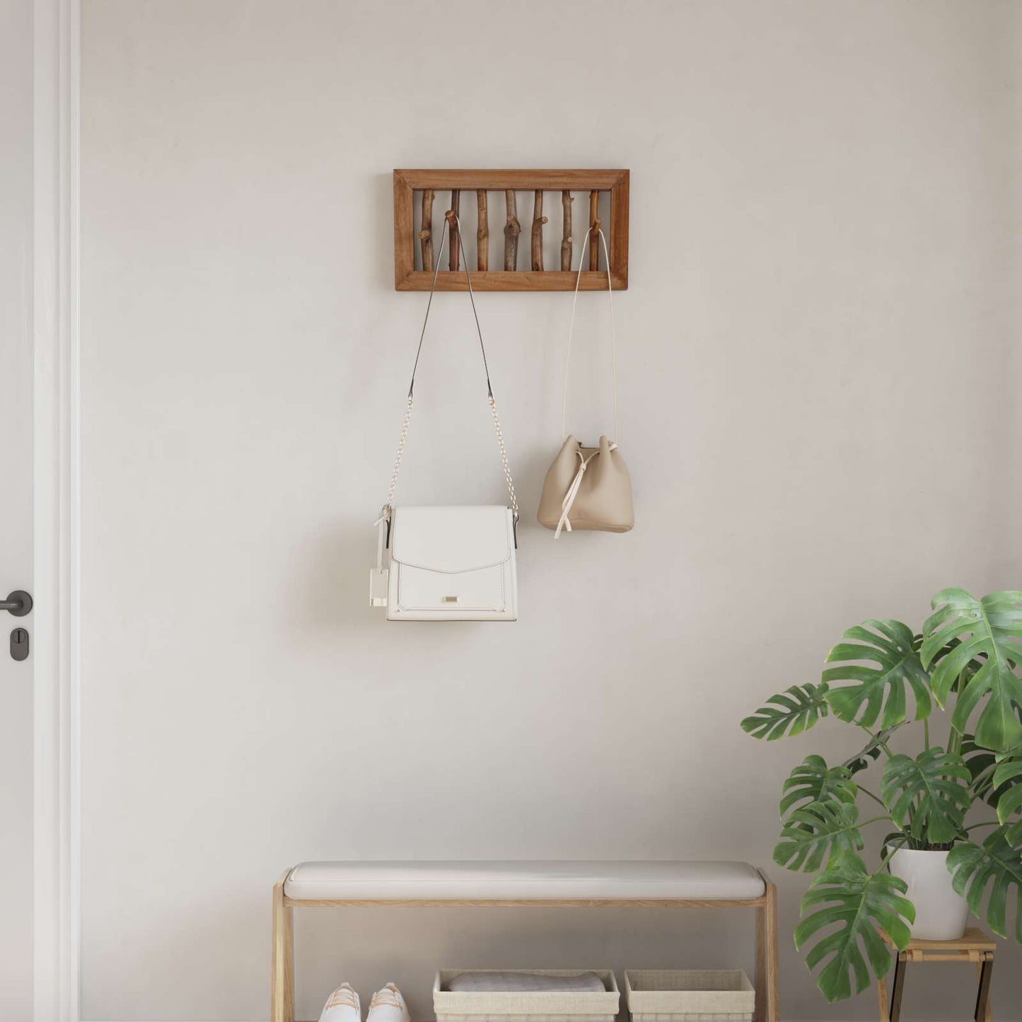 vidaXL Coat Hook Natural 50 x 10 x 25 cm Solid Mahogany Wood