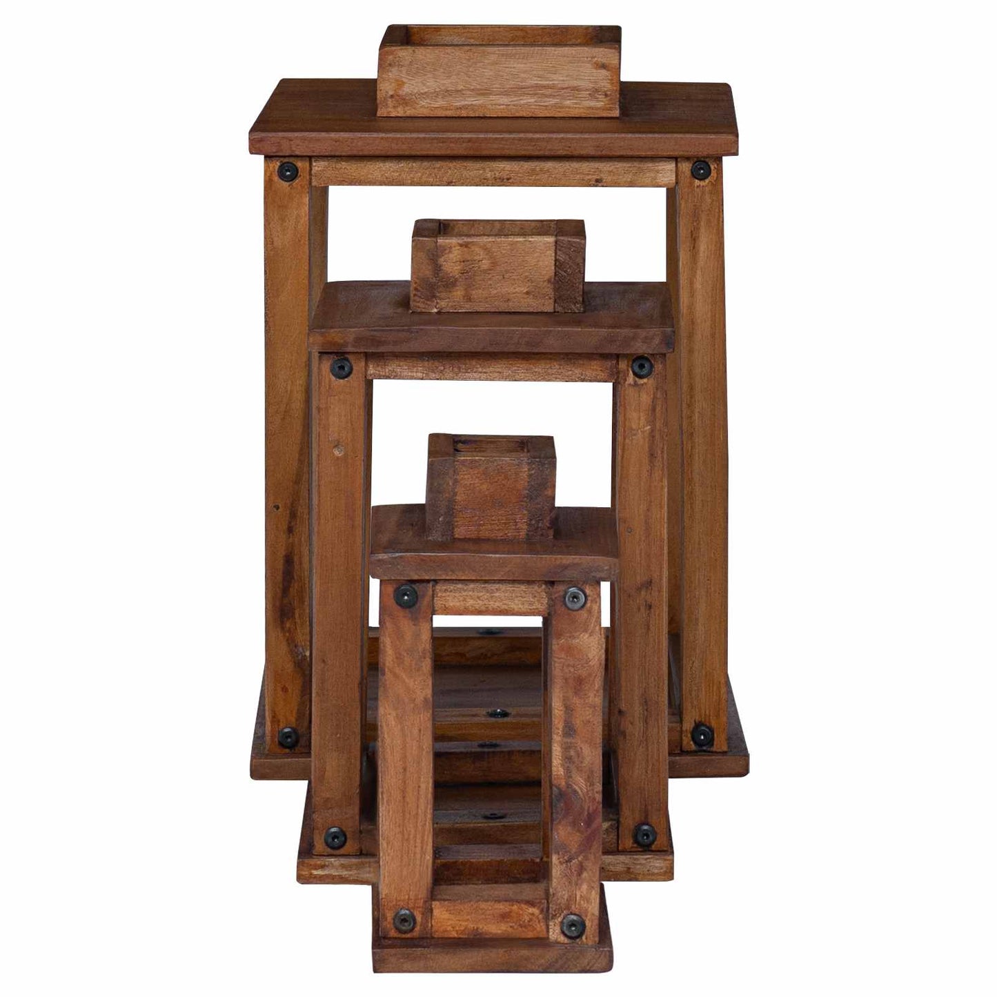 vidaXL Lantern 3 pcs Natural Mahogany Wood