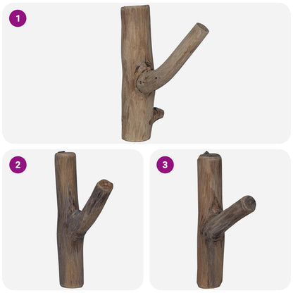 vidaXL Hook Brown 4 x 4 x 14 cm Solid Reclaim Wood