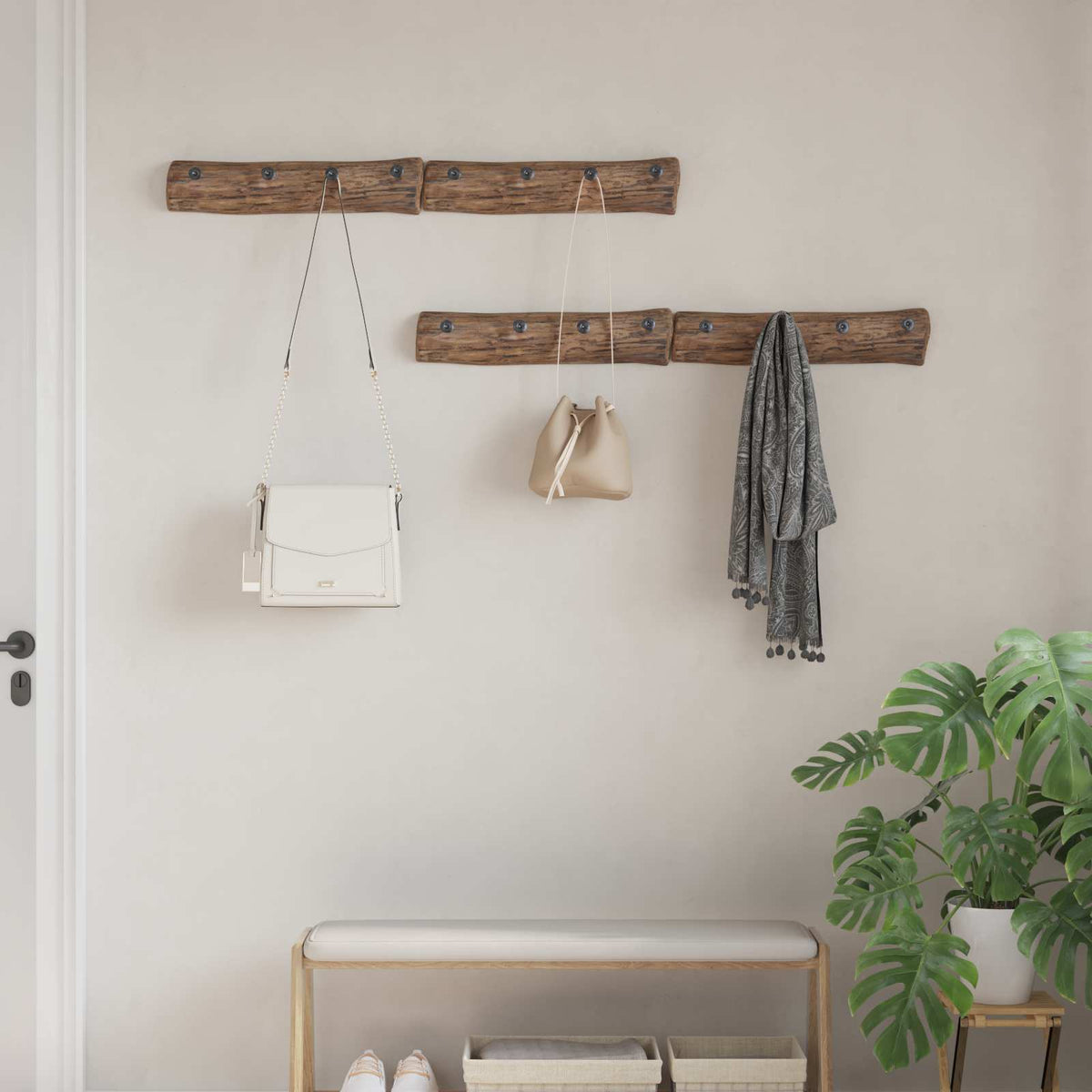 vidaXL Hanger Brown 50 x 8 x 12 cm Solid Reclaim Wood