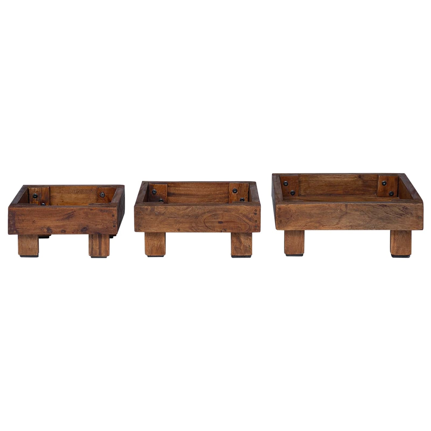 vidaXL Plant Stand 3 pcs Brown Mahogany Wood