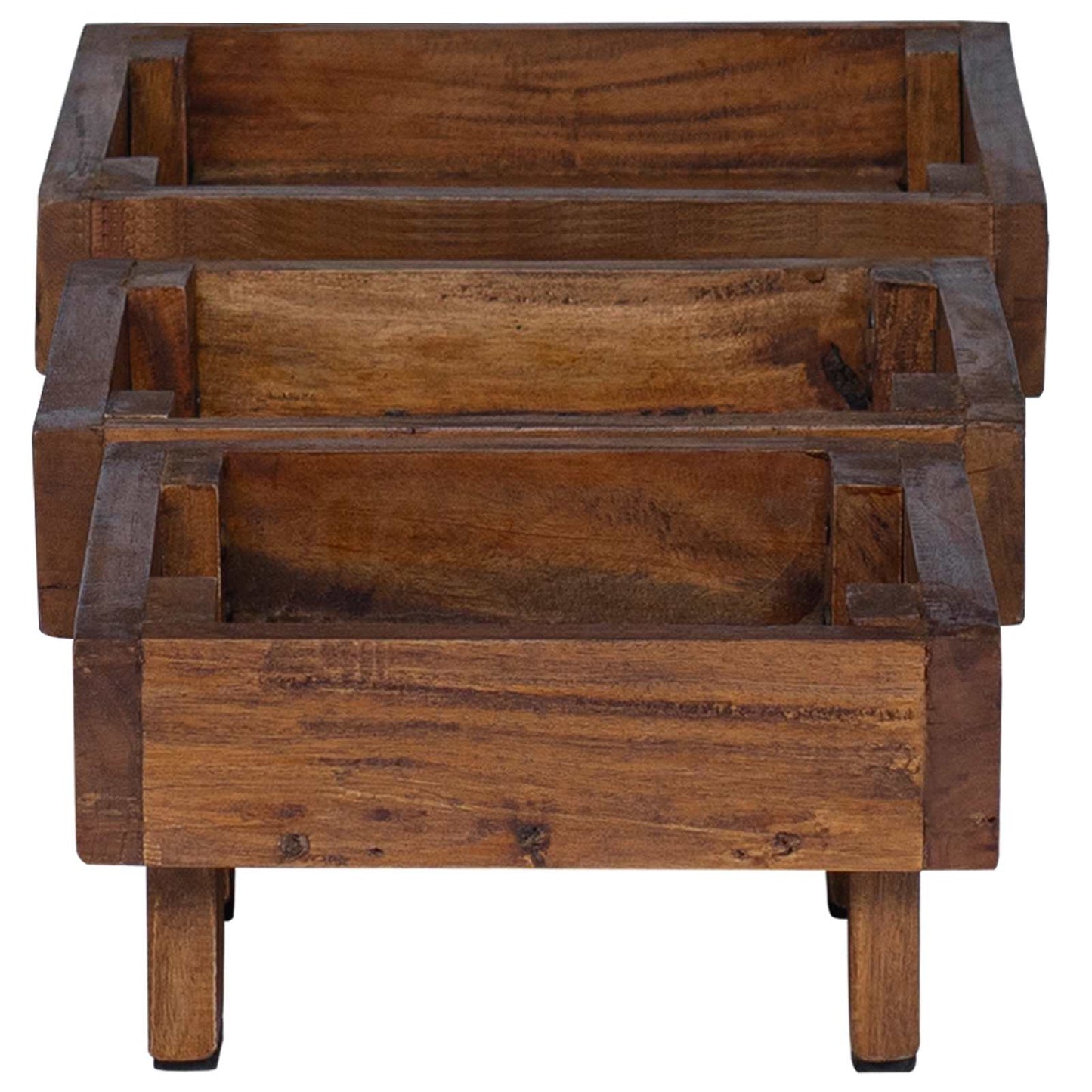 vidaXL Plant Stand 3 pcs Brown Mahogany Wood