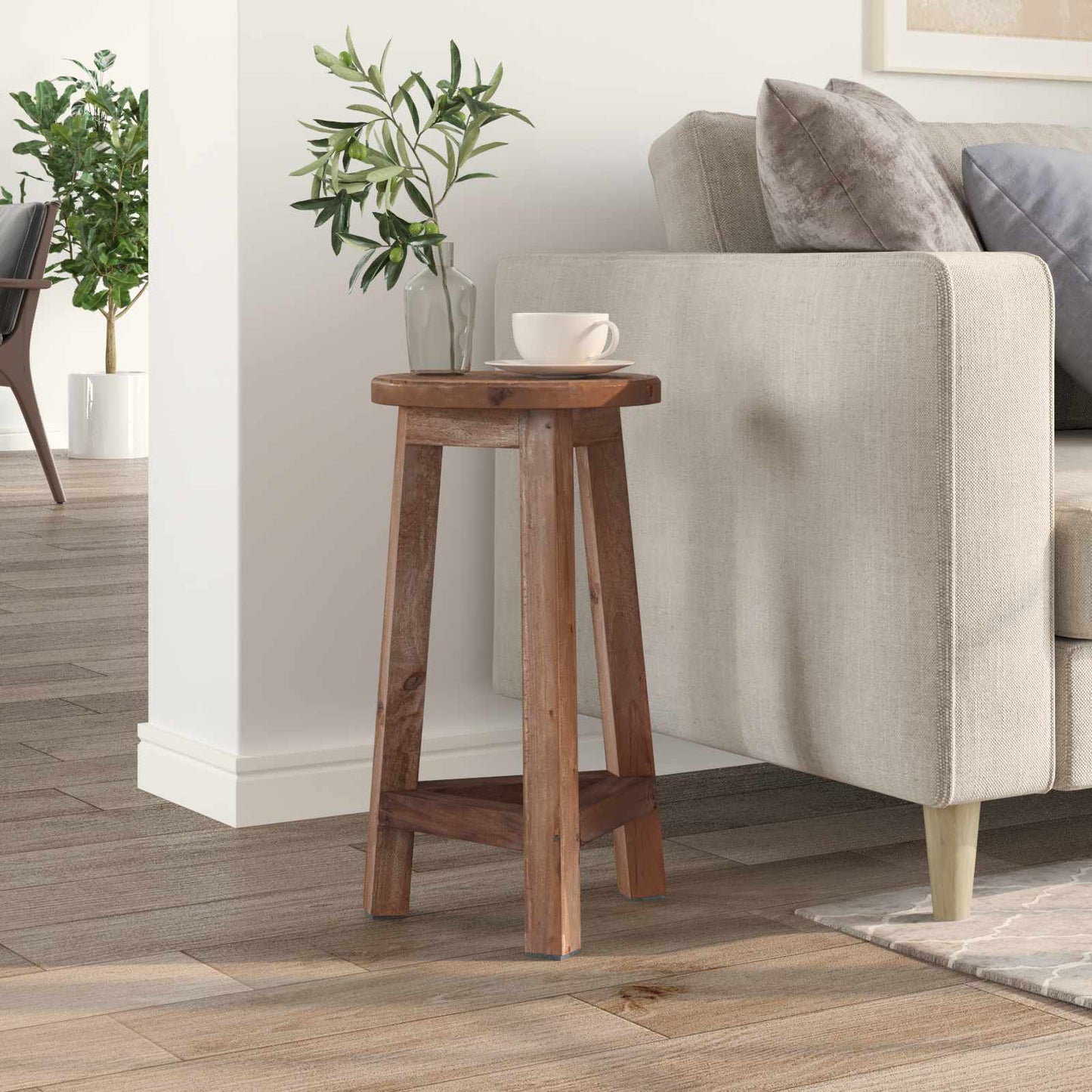 vidaXL Stool Natural 28 x 28 x 50 cm Mahogany Wood